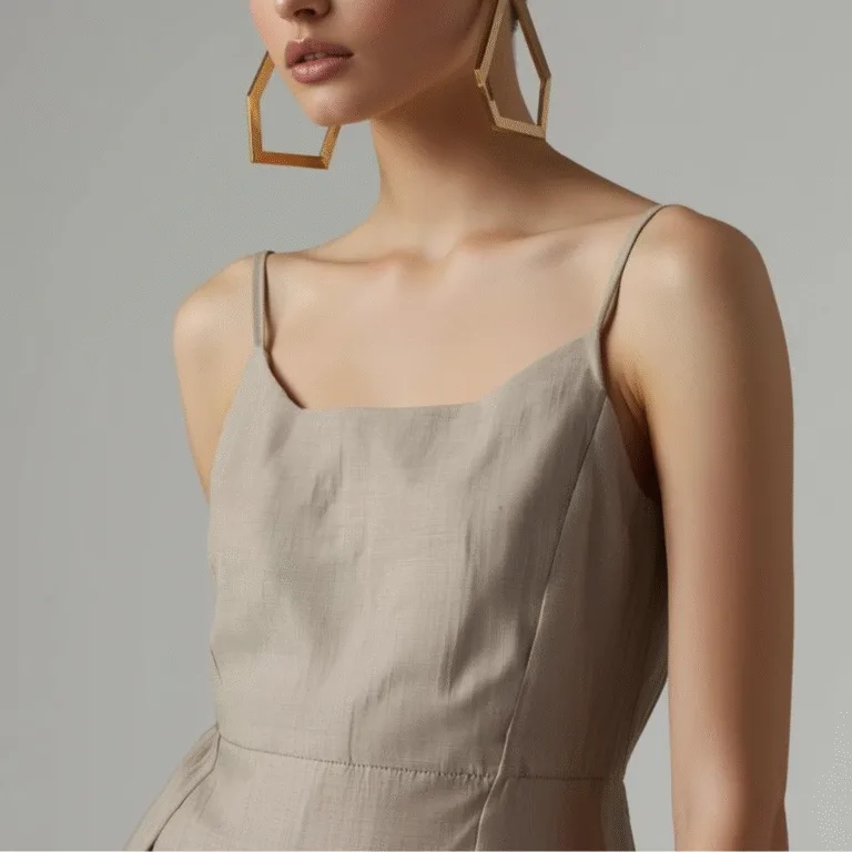 lino-punto-aries-cómo-llevar-el-lino-este-verano-sin-perder-estilo-urbano-vestido-minimalista-aros-estructurales-2