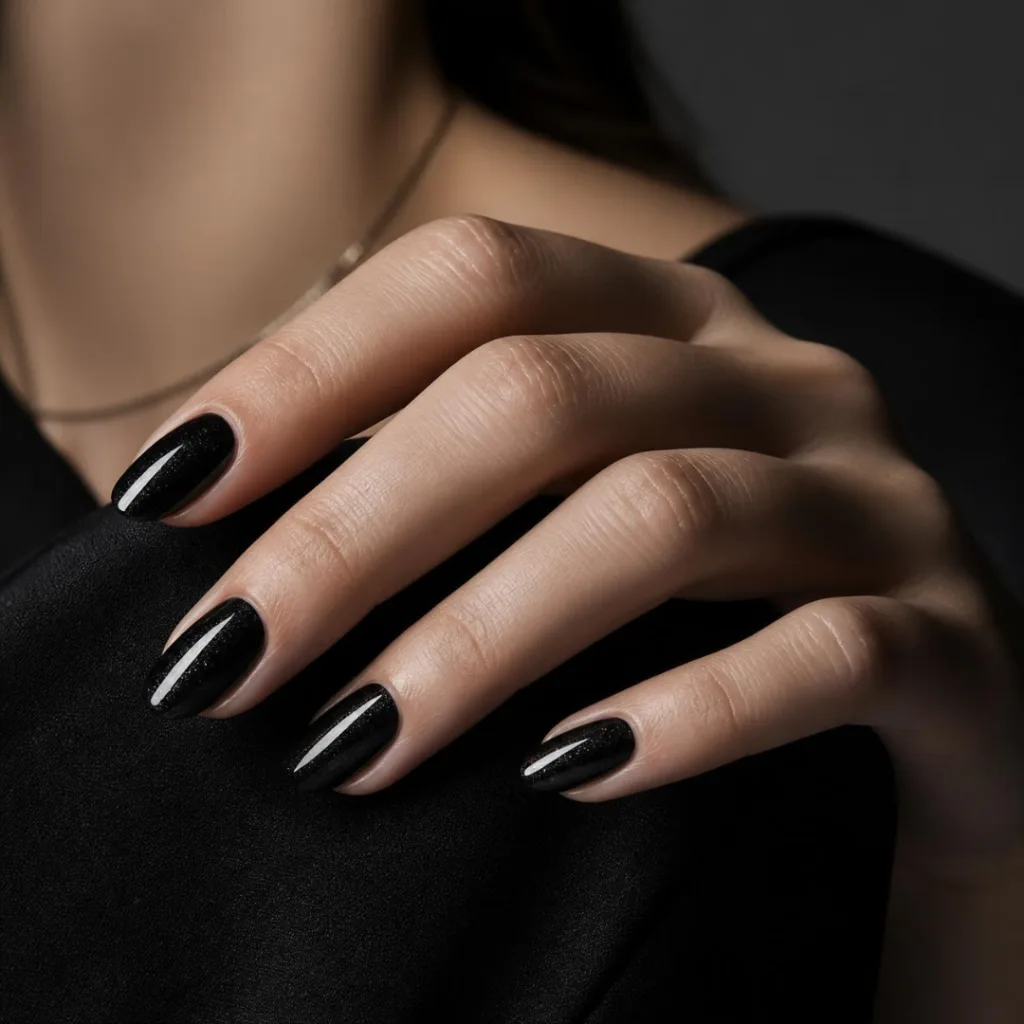 punto-aries-revista-digital-marketing-arte-nail-art -nspiration-the-high-priestess-visual-universe-stardust-black-and-micro-glitter-destacada