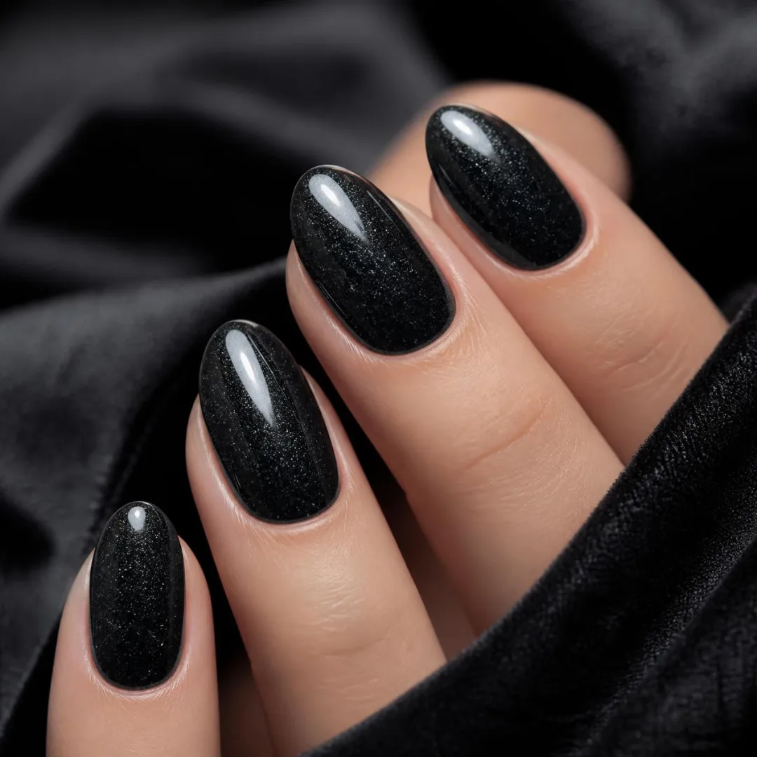punto-aries-revista-digital-marketing-arte-nail-art -nspiration-the-high-priestess-visual-universe-stardust-black-and-micro-glitter